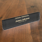 Porte-nom Pour Bureau Lavender Black Retro Bold Serif Desk Name Plate (Taille)