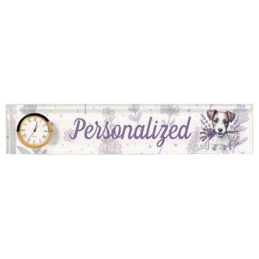Porte-nom Pour Bureau Lavender Terrier Love (Devant)