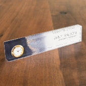 Porte-nom Pour Bureau Laver à l'aquarelle noire de la marine Abstraite (Taille)