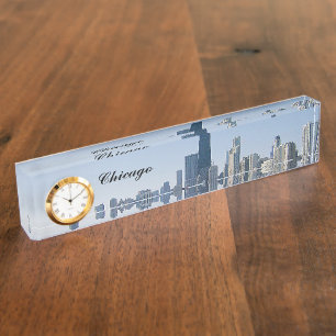 Porte-nom Pour Bureau Le Chicago Skyline