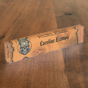 Porte-nom Pour Bureau Le crâne ailé.