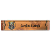 Porte-nom Pour Bureau Le crâne ailé. (Devant)