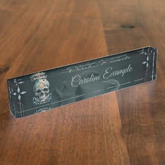 Porte-nom Pour Bureau Le crâne du temps : chiffres romains