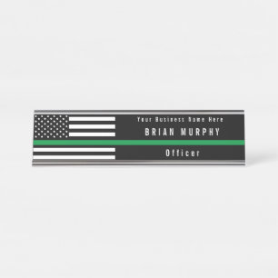 Porte-nom Pour Bureau Le drapeau militaire de Ligne Verte mince ajoutent