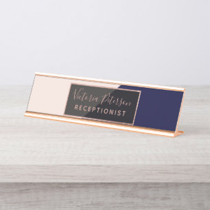 Porte-nom Pour Bureau Le minimaliste rougissent bloc rose de couleur de