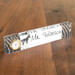 Porte-nom Pour Bureau Le motif barre des animaux de jungle de safari de