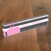 Porte-nom Pour Bureau Le noir barre la plaque signalétique rose de (Taille)