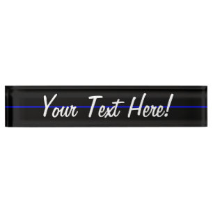 Porte-nom Pour Bureau Le noir horizontal mince symbolique de Blue Line