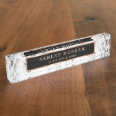 Porte-nom Pour Bureau Le regard en pierre de marbre blanc moderne de (Taille)