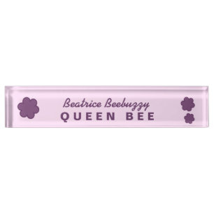 Porte-nom Pour Bureau Le rose de REINE DES ABEILLES de patron avec le
