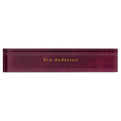 Porte-nom Pour Bureau Leather Look Maroon Customizable (Devant)