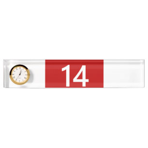 Porte-nom Pour Bureau Légendaire n° 14 en rouge et blanc