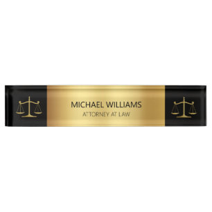 Porte-nom Pour Bureau L'Elegant Gold sur les échelles noires de la just