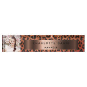 Porte-nom Pour Bureau Leopard motif brun rose or photo (Devant)