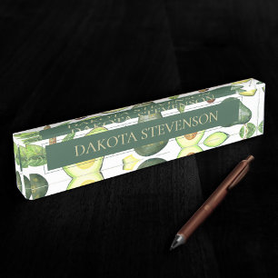 Porte-nom Pour Bureau Les fleurs d'Avocado Motif de fruits rustiques v