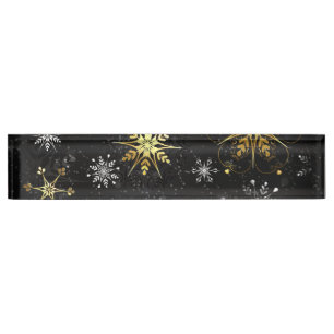 Porte-nom Pour Bureau Les flocons dorés de Noël sur l'Arrière - plan noi