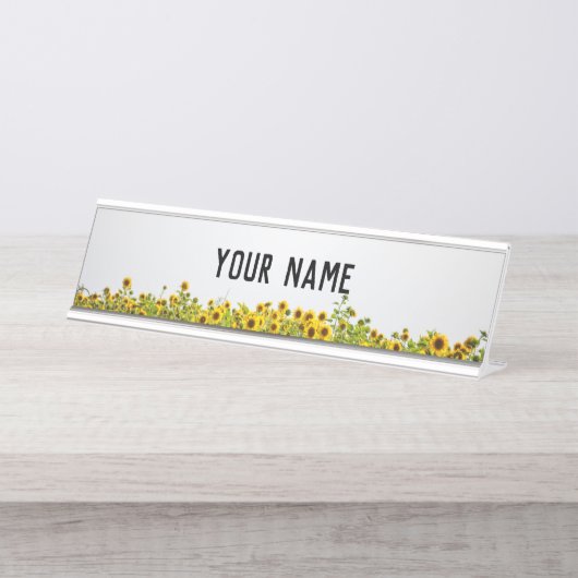 Porte-nom Pour Bureau Les tournesols dans un champ (Devant)