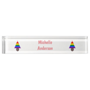 Porte-nom Pour Bureau Lesbiennes Arbre de Noël arc-en-ciel personnalisé