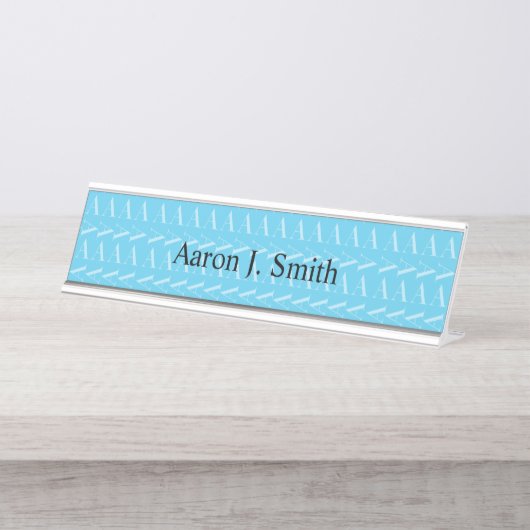 Porte-nom Pour Bureau Lettre initiale A, Aqua Blue (Devant)