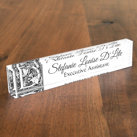 Porte-nom Pour Bureau Lettre vintage "D" (Taille)