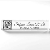 Porte-nom Pour Bureau Lettre vintage "D" (Devant)
