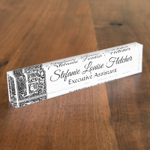 Porte-nom Pour Bureau Lettre vintage "F"