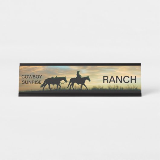 PORTE-NOM POUR BUREAU LEVER DE SOLEIL DE COWBOY (Devant)