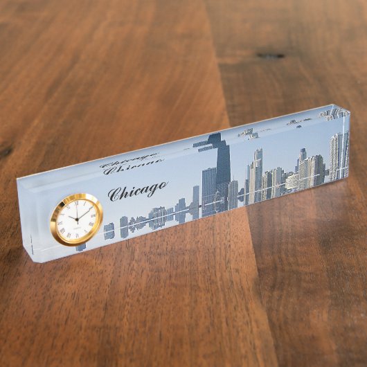 Porte-nom Pour Bureau L'horizon de Chicago (Taille)