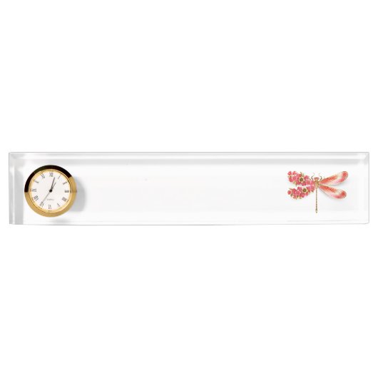 Porte-nom Pour Bureau libellule de fleurs avec sakura de bijoux (Devant)