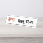 Porte-nom Pour Bureau libellule de fleurs avec sakura de bijoux (Devant)