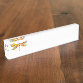 Porte-nom Pour Bureau libellule de fleurs jaunes (Taille)