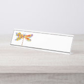 Porte-nom Pour Bureau libellule de fleurs jaunes (Devant)