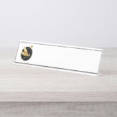 Porte-nom Pour Bureau libellule d'or en cercle noir (Devant)