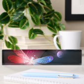 Porte-nom Pour Bureau libellule rouge brillante