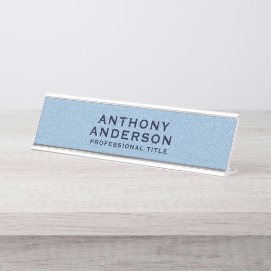 Porte-nom Pour Bureau Light Blue Fabric Texture (Devant)