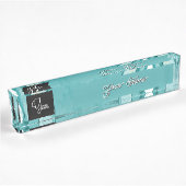 Porte-nom Pour Bureau Light Blue Marble Elegant Modern Pattern