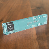 Porte-nom Pour Bureau Light Blue Marble Elegant Modern Pattern (Taille)
