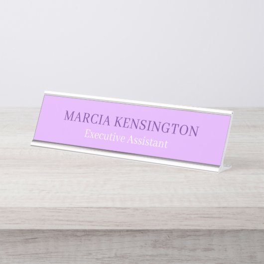 Porte-nom Pour Bureau Light Lavender Lilac Modern Professional (Devant)