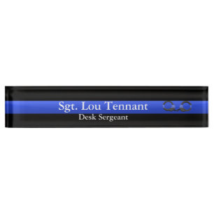 Porte-nom Pour Bureau Ligne Bleue Mince - Accrochée à la Fraternité