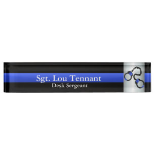 Porte-nom Pour Bureau Ligne Bleue Mince - Accrochée à la Fraternité