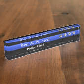 Porte-nom Pour Bureau Ligne Bleue Mince - Classement Quatre Étoiles En C (Taille)