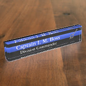 Porte-nom Pour Bureau Ligne Bleue Mince - Clé de menottes (Taille)