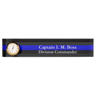 Porte-nom Pour Bureau Ligne Bleue Mince - Distressed Drapeau Tateté Name