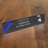 Porte-nom Pour Bureau Ligne Bleue Mince - Distressed Drapeau Tateté Name (Taille)