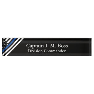 Porte-nom Pour Bureau Ligne Bleue Mince - Drapeau Tatté Déshabilisé Bure