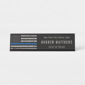 Porte-nom Pour Bureau Ligne Bleue Mince Indicateur Police (Devant)