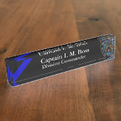 Porte-nom Pour Bureau Ligne Bleue Mince NYPD Décalage Nom du patch Plaqu (Taille)