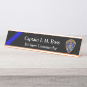 Porte-nom Pour Bureau Ligne Bleue Mince - Office Patch Desk Name Plate (Devant)
