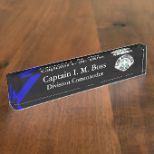 Porte-nom Pour Bureau Ligne Bleue Mince - Office Patch Desk Name Plate (Taille)