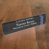 Porte-nom Pour Bureau Ligne Bleue Mince - Plaque De Noms Des Barres (Taille)